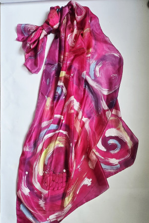 veľký hodvábný šál VO VÍRE PURPURU - 180x90cm, ponge6, cena:65,-€